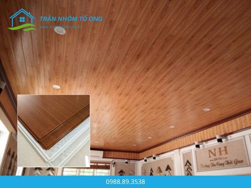 Trần nhôm vân gỗ 600x600